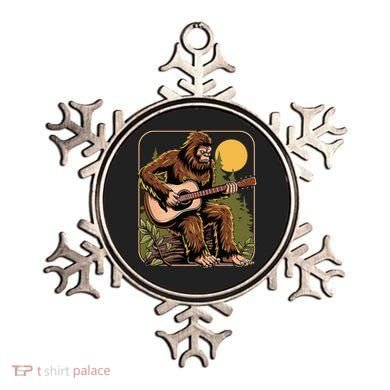 Retro Bigfoot Sasquatch Playing Acoustic Guitar Guitarist Ornament