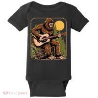 Retro Bigfoot Sasquatch Playing Acoustic Guitar Guitarist Baby Bodysuit thumb 0