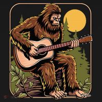 Retro Bigfoot Sasquatch Playing Acoustic Guitar Guitarist Baby Bodysuit thumb 2