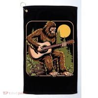 Retro Bigfoot Sasquatch Playing Acoustic Guitar Guitarist Golf Towel thumb 0