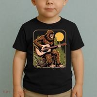 Retro Bigfoot Sasquatch Playing Acoustic Guitar Guitarist Toddler T-Shirt thumb 2