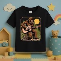 Retro Bigfoot Sasquatch Playing Acoustic Guitar Guitarist Toddler T-Shirt thumb 3