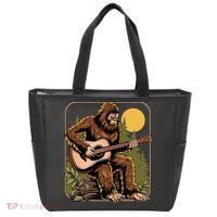 Retro Bigfoot Sasquatch Playing Acoustic Guitar Guitarist Tote Bag thumb 0