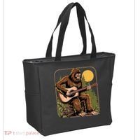 Retro Bigfoot Sasquatch Playing Acoustic Guitar Guitarist Tote Bag thumb 2