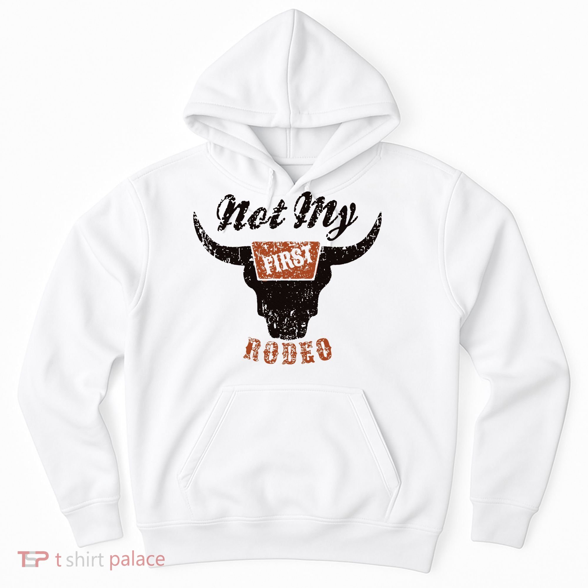 Retro Bull Skull Not My First Rodeo Western Country Cowboy Hoodie