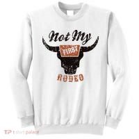 Retro Bull Skull Not My First Rodeo Western Country Cowboy Sweatshirt thumb 0