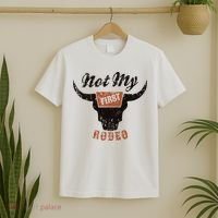 Retro Bull Skull Not My First Rodeo Western Country Cowboy T-Shirt thumb 2