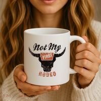 Retro Bull Skull Not My First Rodeo Western Country Cowboy Coffee Mug thumb 3