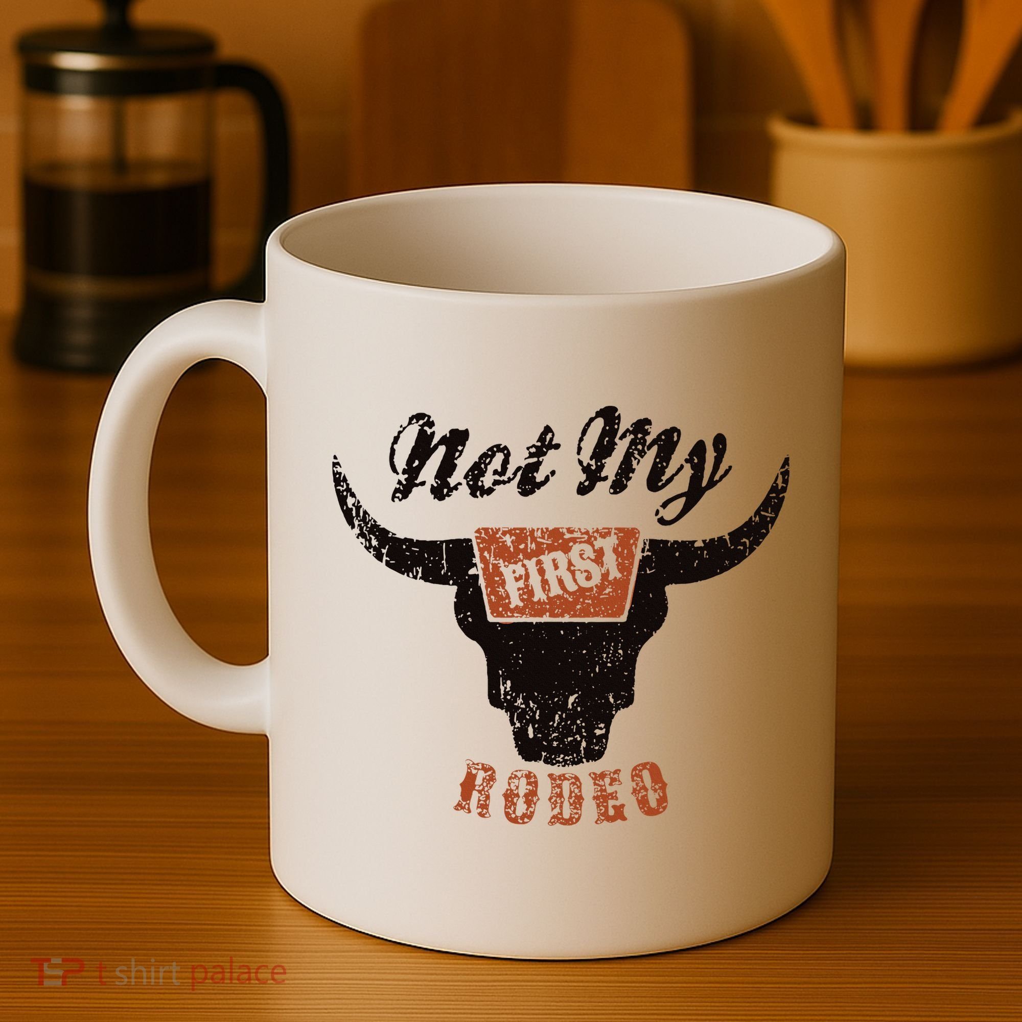 Retro Bull Skull Not My First Rodeo Western Country Cowboy Coffee Mug