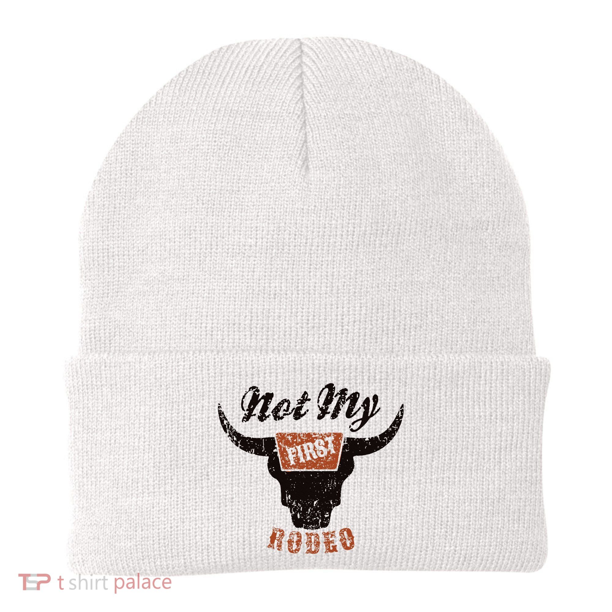 Retro Bull Skull Not My First Rodeo Western Country Cowboy Beanie