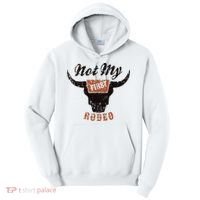 Retro Bull Skull Not My First Rodeo Western Country Cowboy Tall Hoodie thumb 0