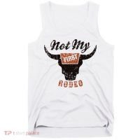 Retro Bull Skull Not My First Rodeo Western Country Cowboy Tank Top thumb 0
