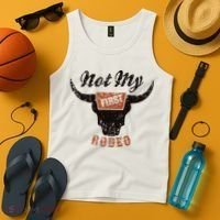 Retro Bull Skull Not My First Rodeo Western Country Cowboy Tank Top thumb 4