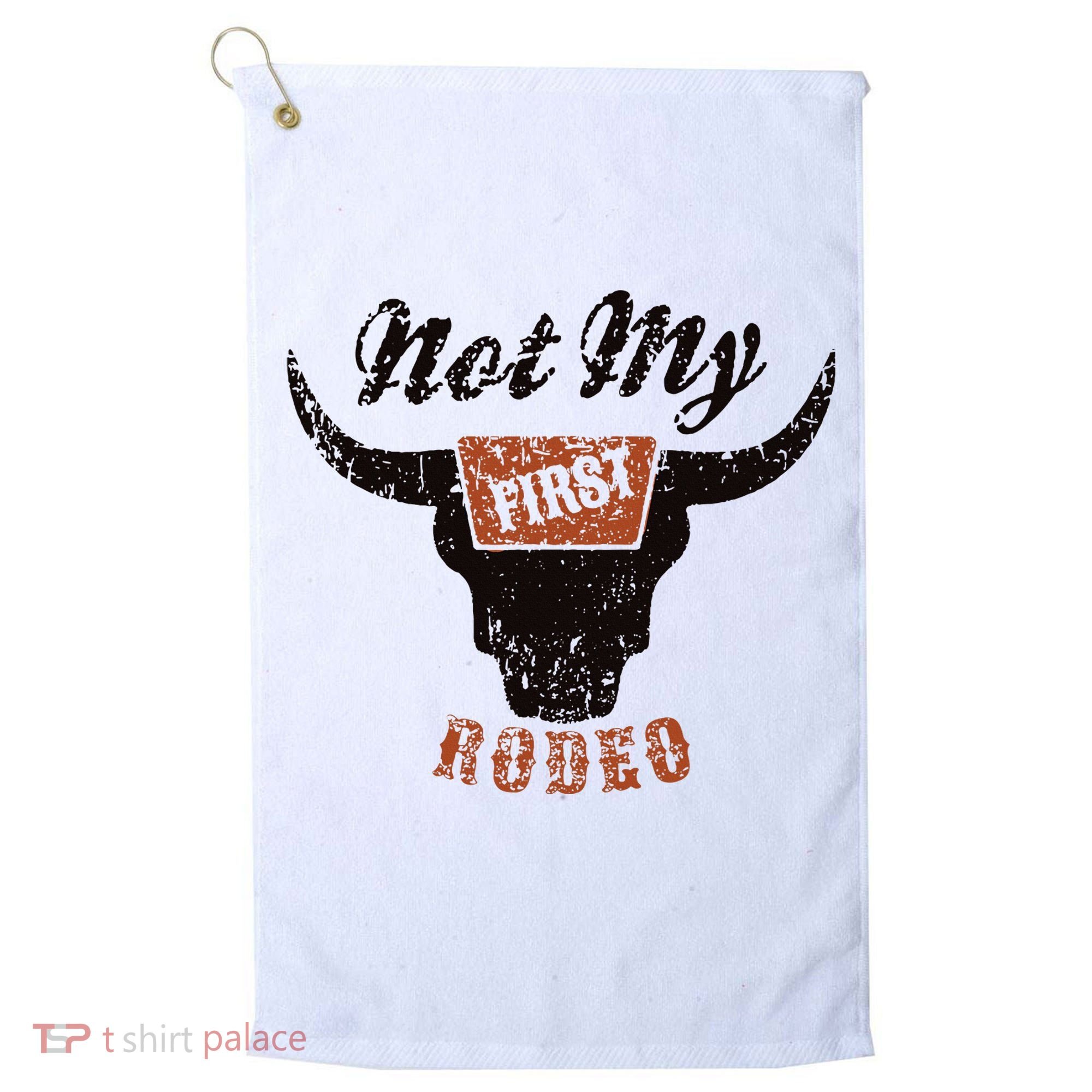 Retro Bull Skull Not My First Rodeo Western Country Cowboy Golf Towel