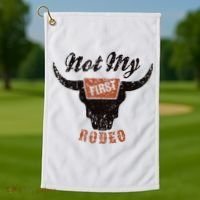 Retro Bull Skull Not My First Rodeo Western Country Cowboy Golf Towel thumb 1