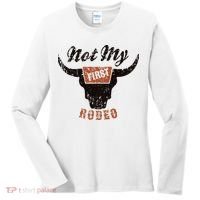 Retro Bull Skull Not My First Rodeo Western Country Cowboy Women's Long Sleeve Shirt thumb 0