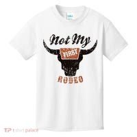 Retro Bull Skull Not My First Rodeo Western Country Cowboy Kids T-Shirt thumb 0