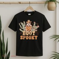 Retro Boot Scootin Spooky Western Halloween Retro Fall Halloween Gift T-Shirt thumb 2