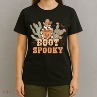 Retro Boot Scootin Spooky Western Halloween Retro Fall Halloween Gift T-Shirt thumb 4