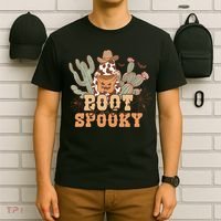 Retro Boot Scootin Spooky Western Halloween Retro Fall Halloween Gift T-Shirt thumb 6