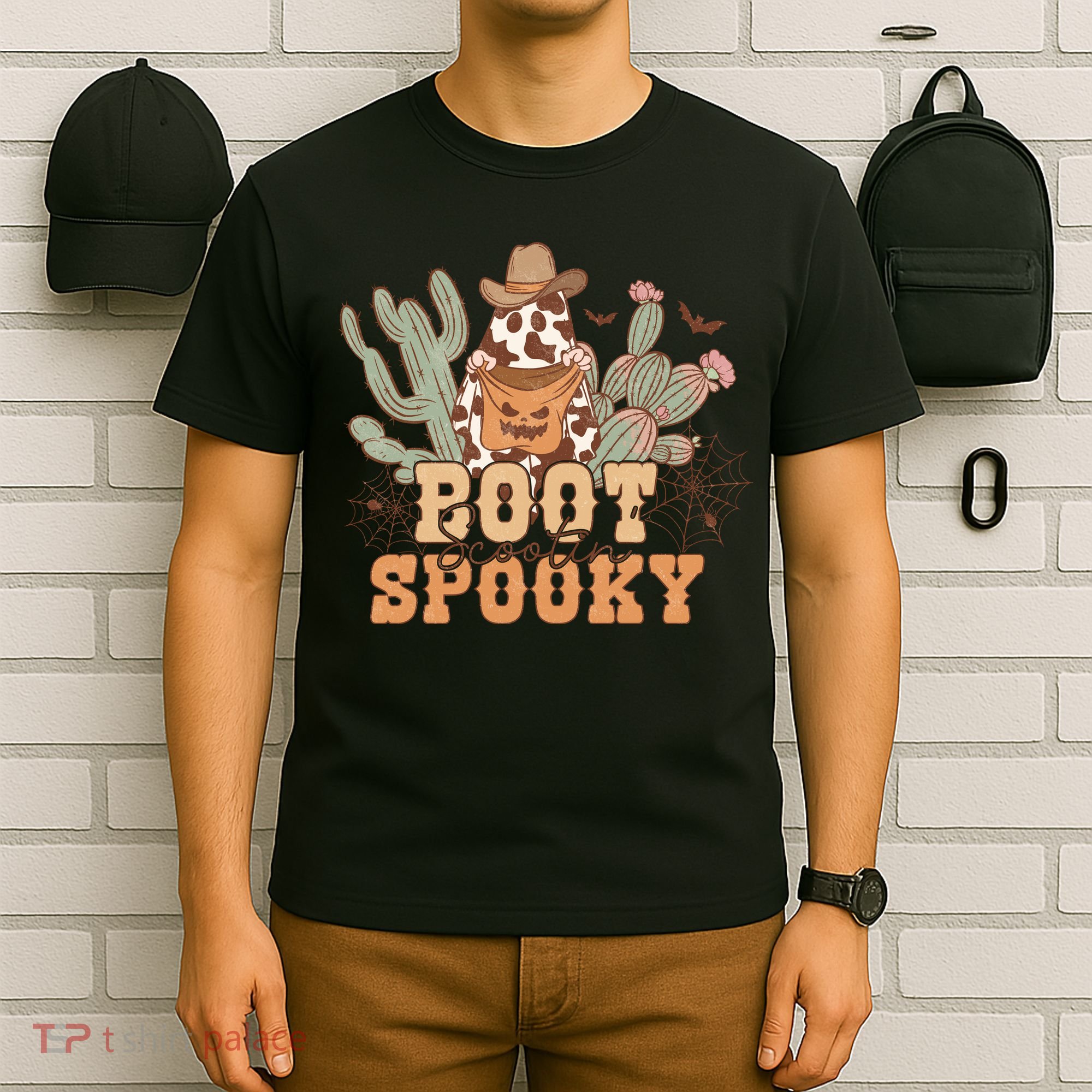 Retro Boot Scootin Spooky Western Halloween Retro Fall Halloween Gift T-Shirt