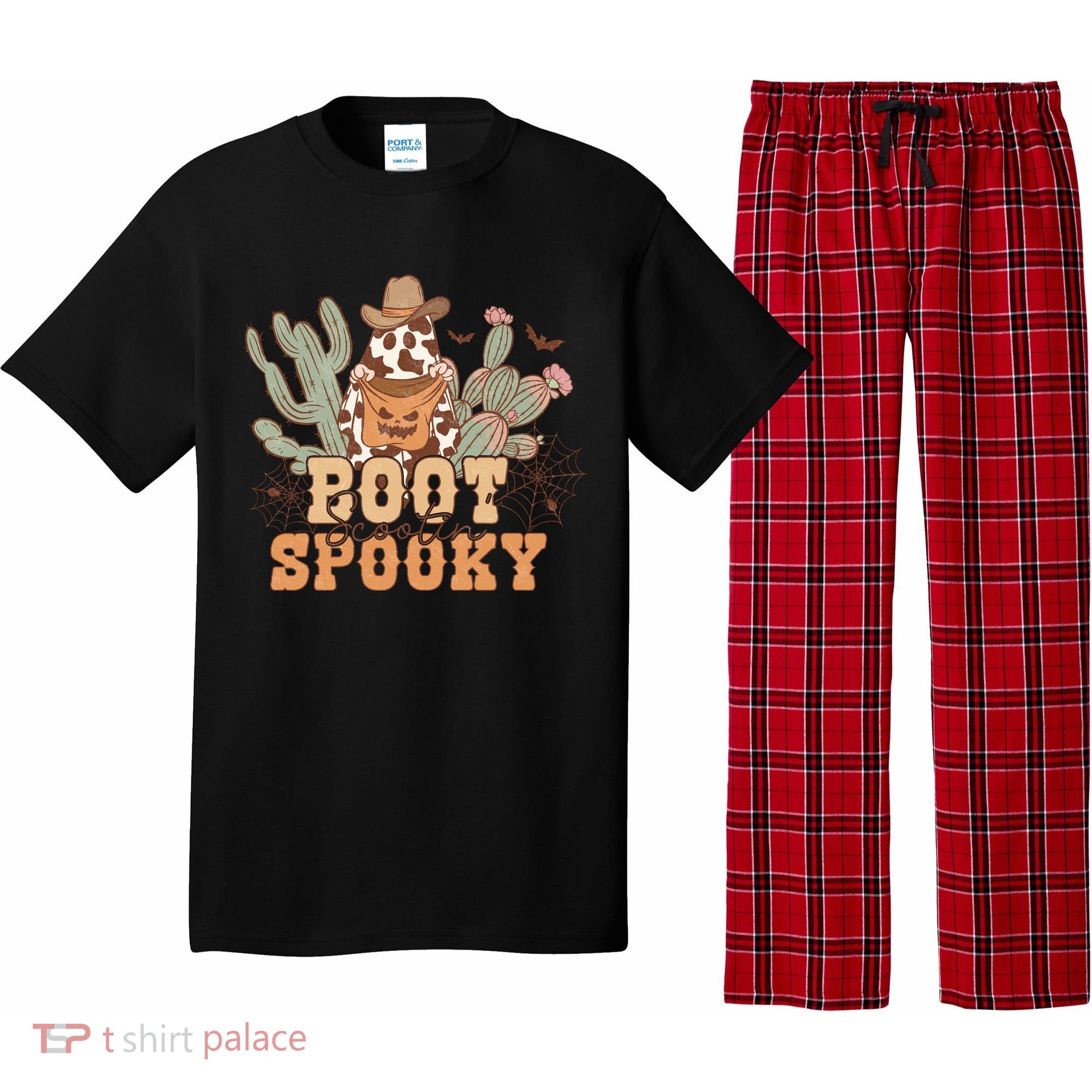 Retro Boot Scootin Spooky Western Halloween Retro Fall Halloween Gift Pajama Set