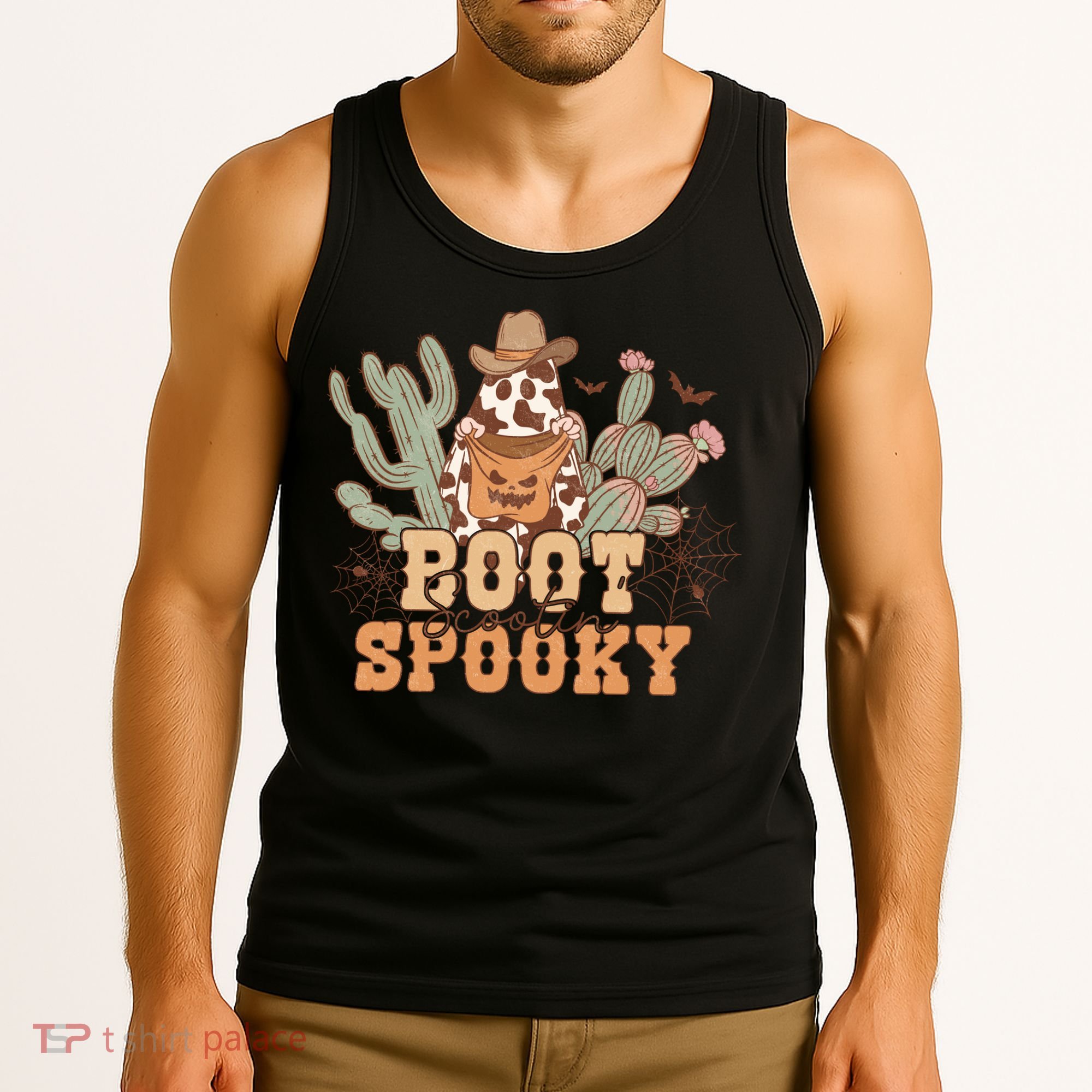Retro Boot Scootin Spooky Western Halloween Retro Fall Halloween Gift Tank Top