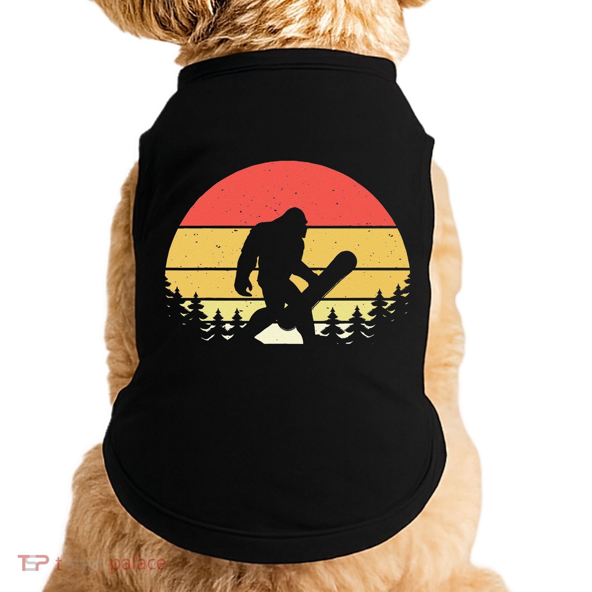 Retro Bigfoot Snowboard Shirt Sasquatch Snowboarding Lovers Doggie Tank
