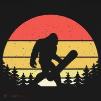 Retro Bigfoot Snowboard Shirt Sasquatch Snowboarding Lovers USA-Made Doggie Bandana thumb 2