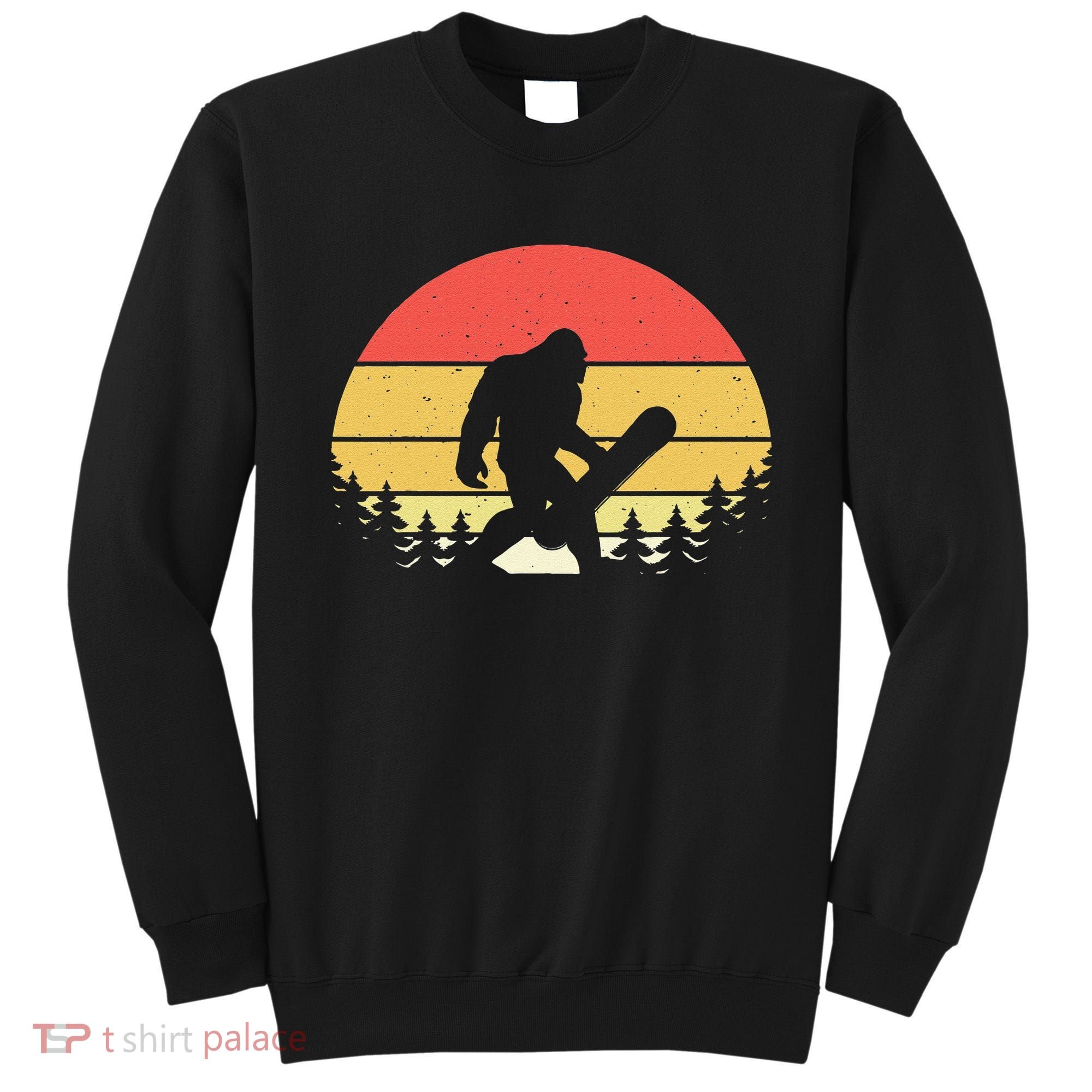 Retro Bigfoot Snowboard Shirt Sasquatch Snowboarding Lovers Sweatshirt