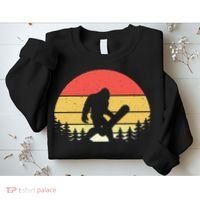 Retro Bigfoot Snowboard Shirt Sasquatch Snowboarding Lovers Sweatshirt thumb 2