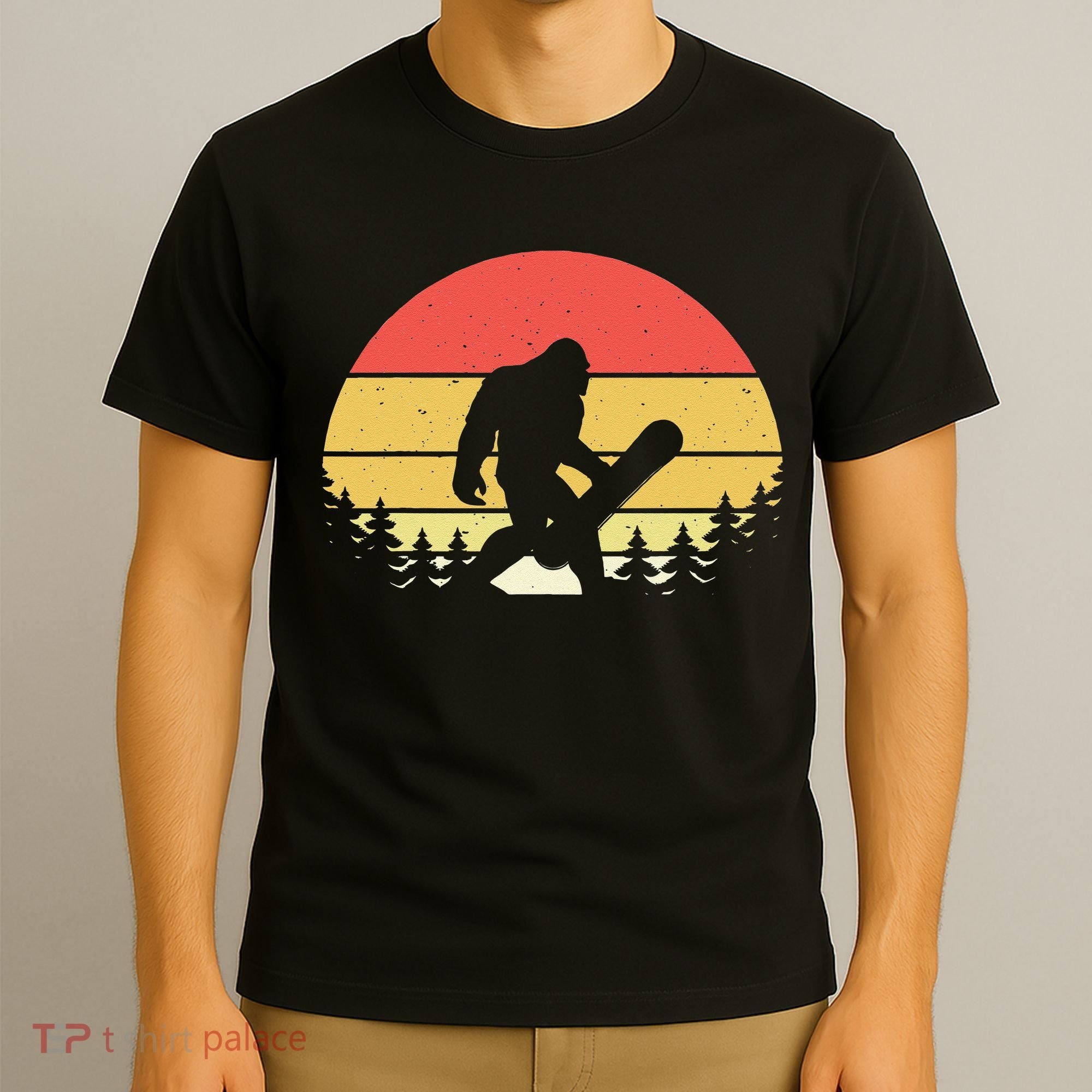 Retro Bigfoot Snowboard Shirt Sasquatch Snowboarding Lovers T-Shirt