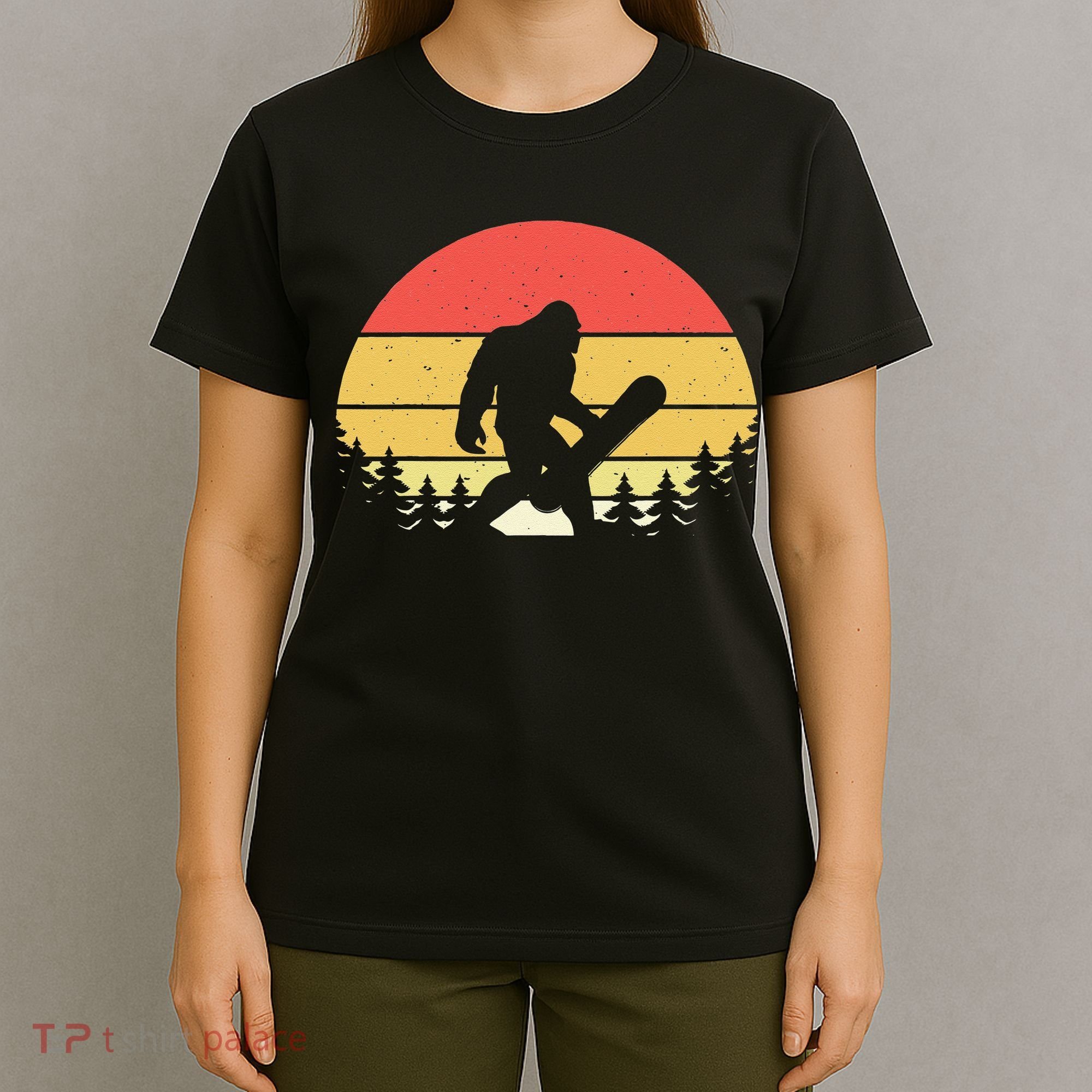 Retro Bigfoot Snowboard Shirt Sasquatch Snowboarding Lovers T-Shirt