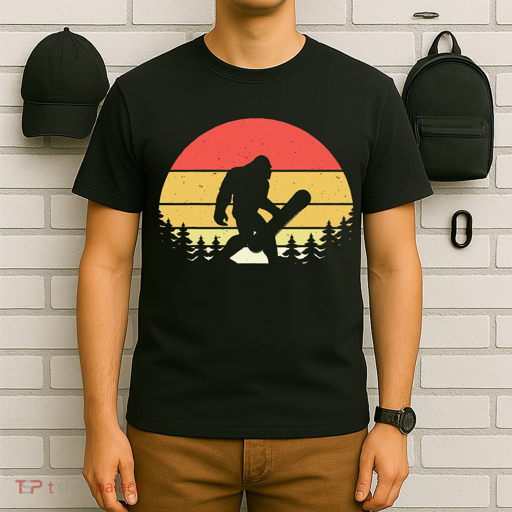 Retro Bigfoot Snowboard Shirt Sasquatch Snowboarding Lovers T-Shirt