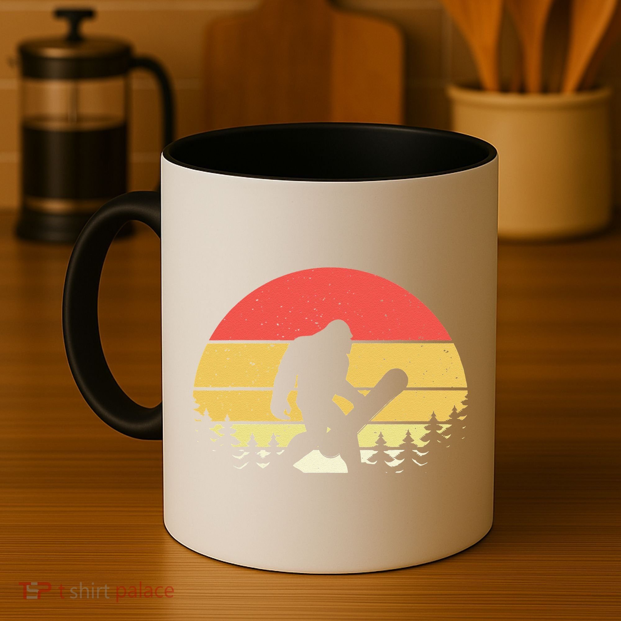 Retro Bigfoot Snowboard Shirt Sasquatch Snowboarding Lovers Coffee Mug