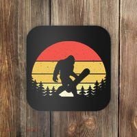 Retro Bigfoot Snowboard Shirt Sasquatch Snowboarding Lovers Coaster thumb 0