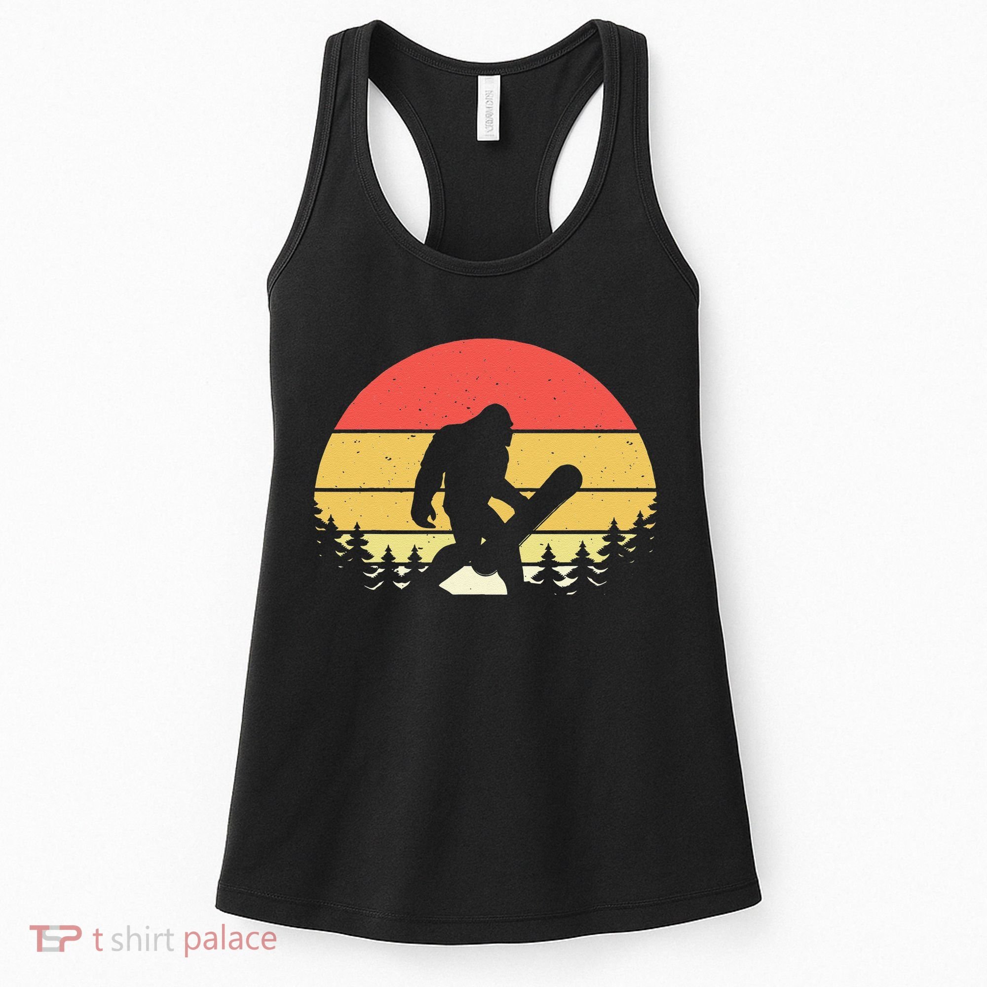 Retro Bigfoot Snowboard Shirt Sasquatch Snowboarding Lovers Women's Tank Top