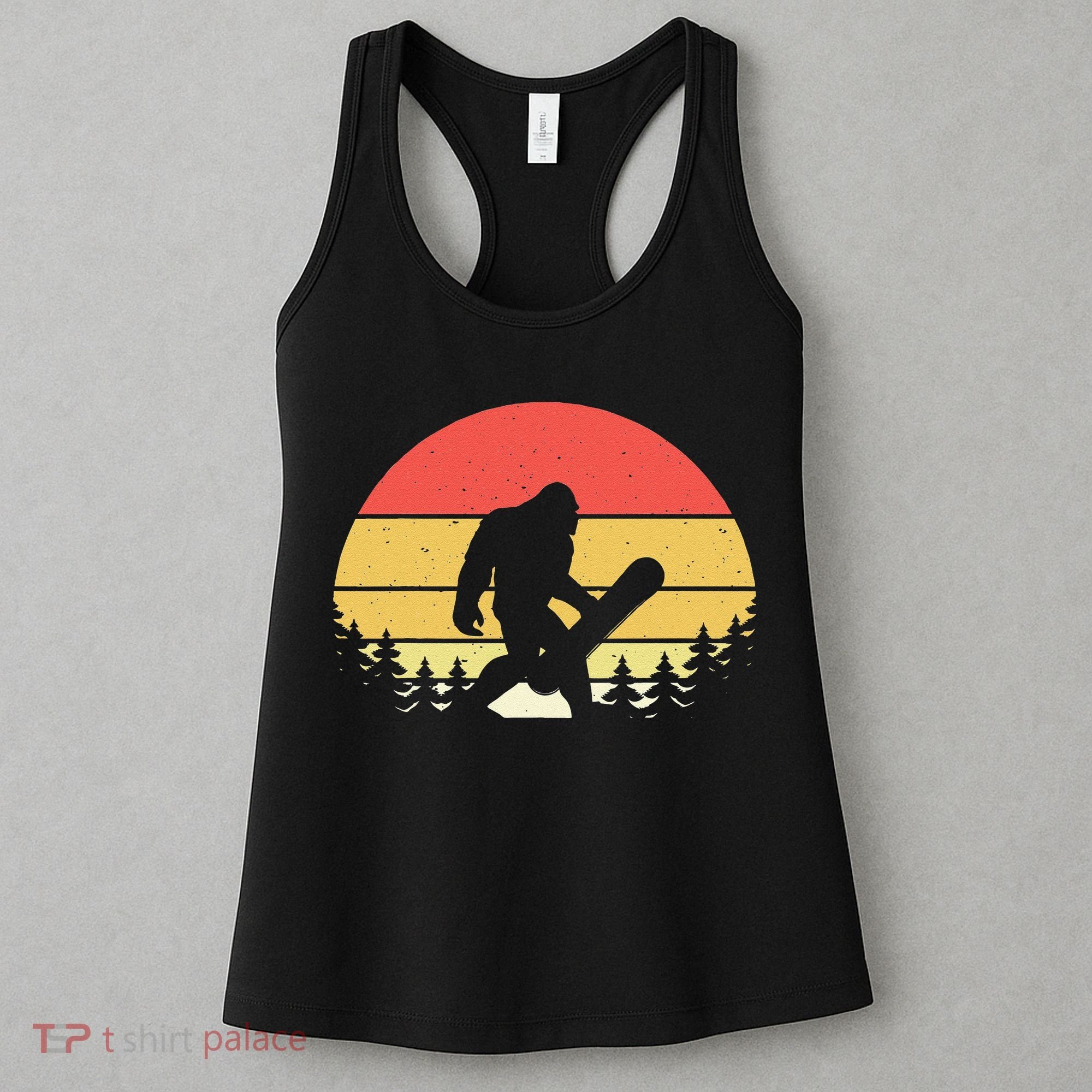 Retro Bigfoot Snowboard Shirt Sasquatch Snowboarding Lovers Women's Tank Top