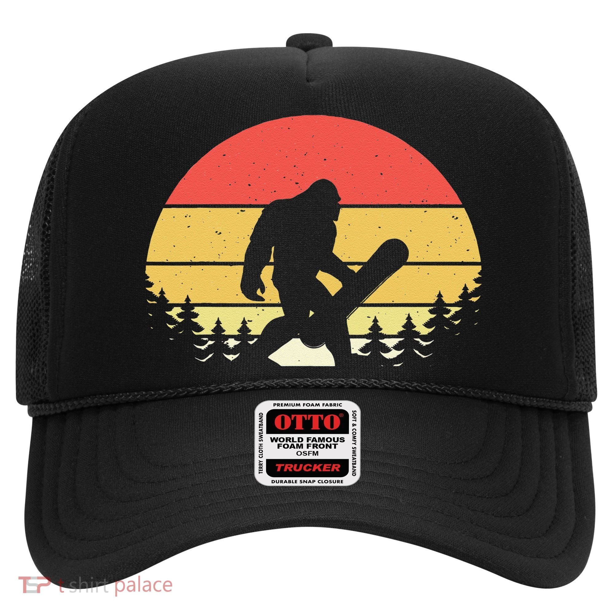 Retro Bigfoot Snowboard Shirt Sasquatch Snowboarding Lovers Hat