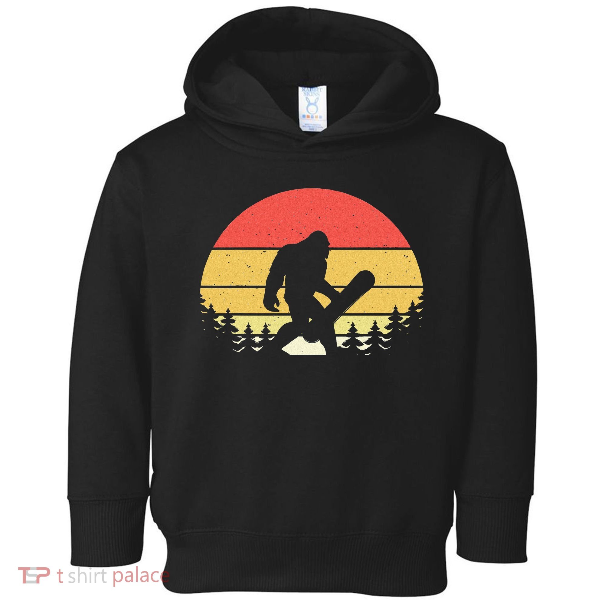 Retro Bigfoot Snowboard Shirt Sasquatch Snowboarding Lovers Toddler Hoodie