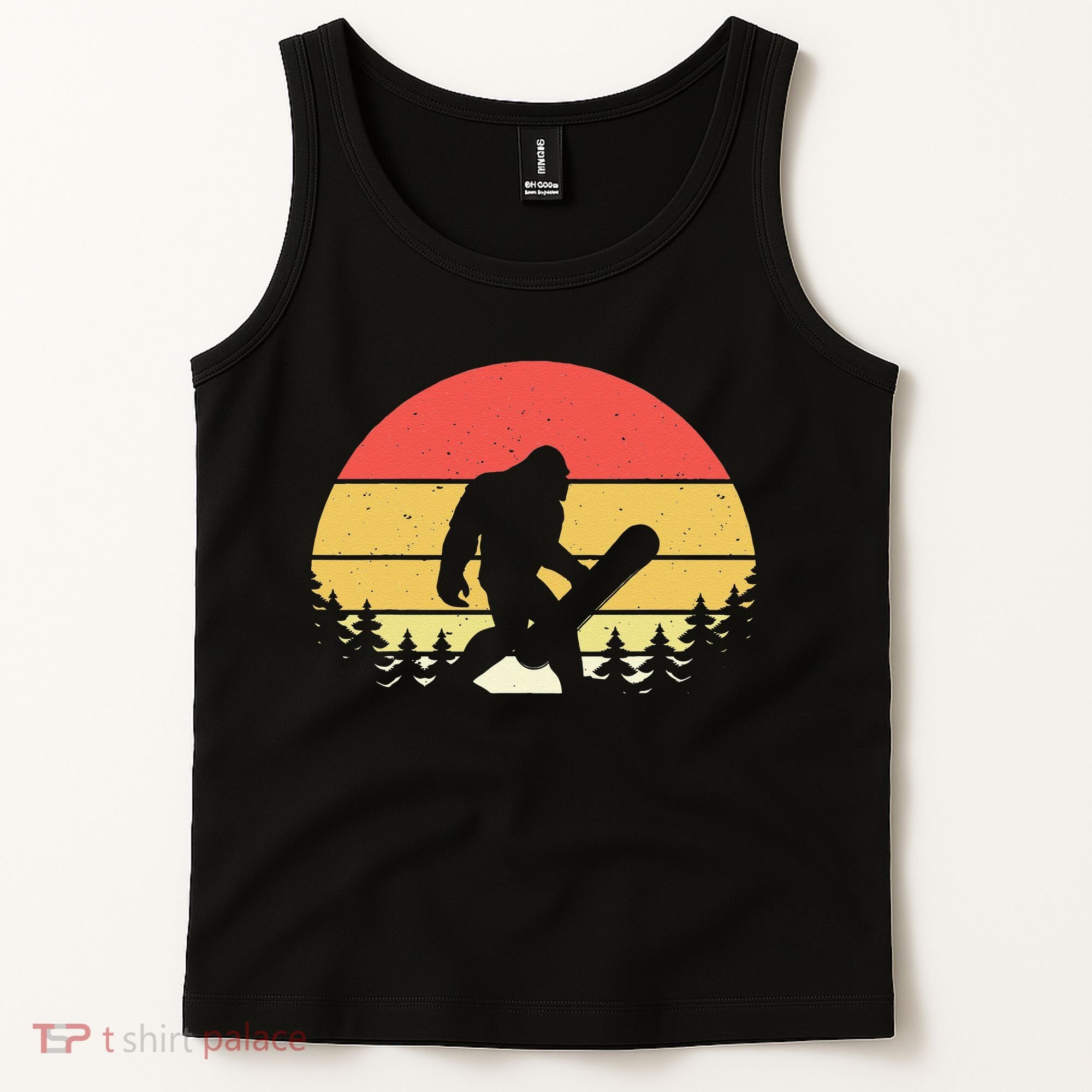 Retro Bigfoot Snowboard Shirt Sasquatch Snowboarding Lovers Tank Top