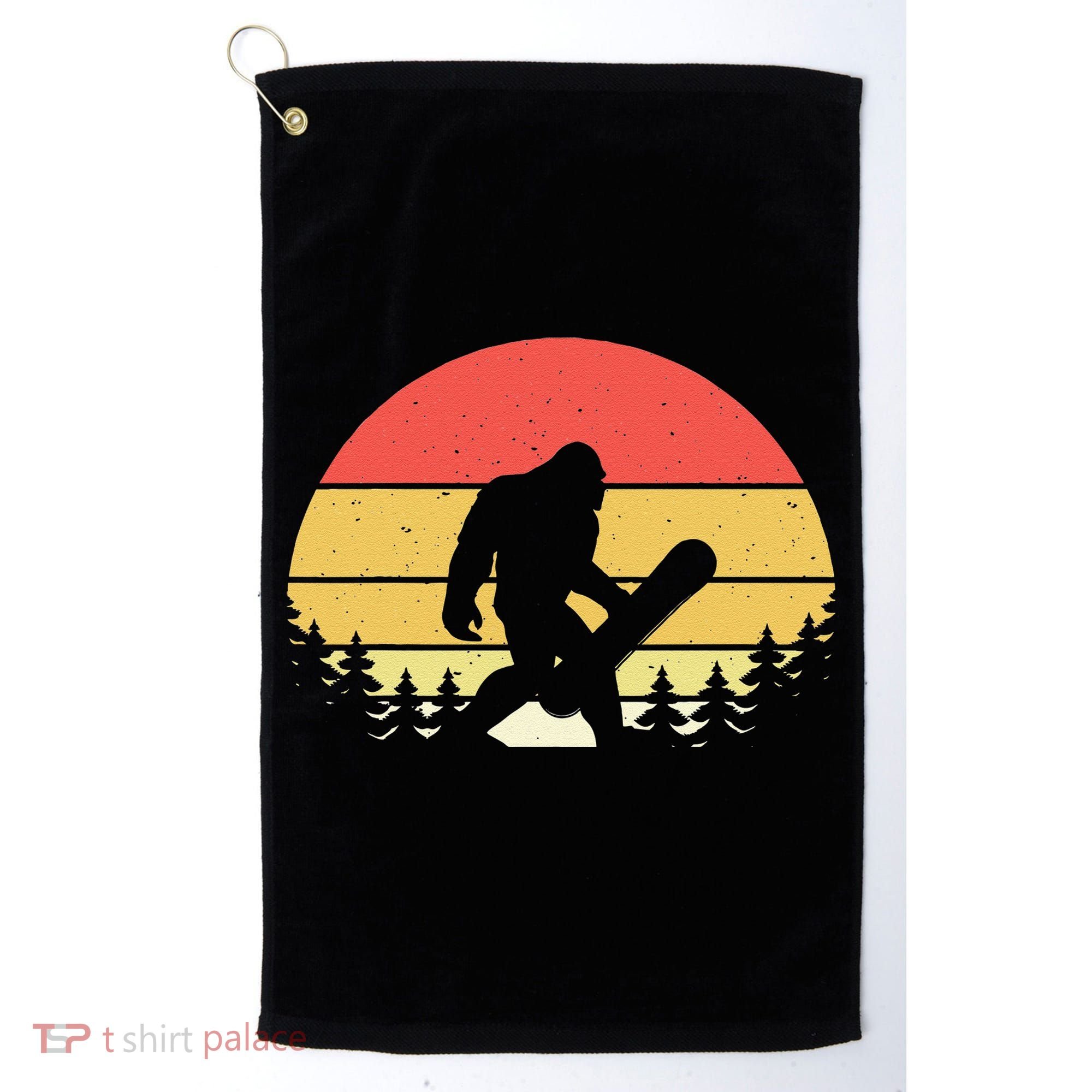 Retro Bigfoot Snowboard Shirt Sasquatch Snowboarding Lovers Golf Towel