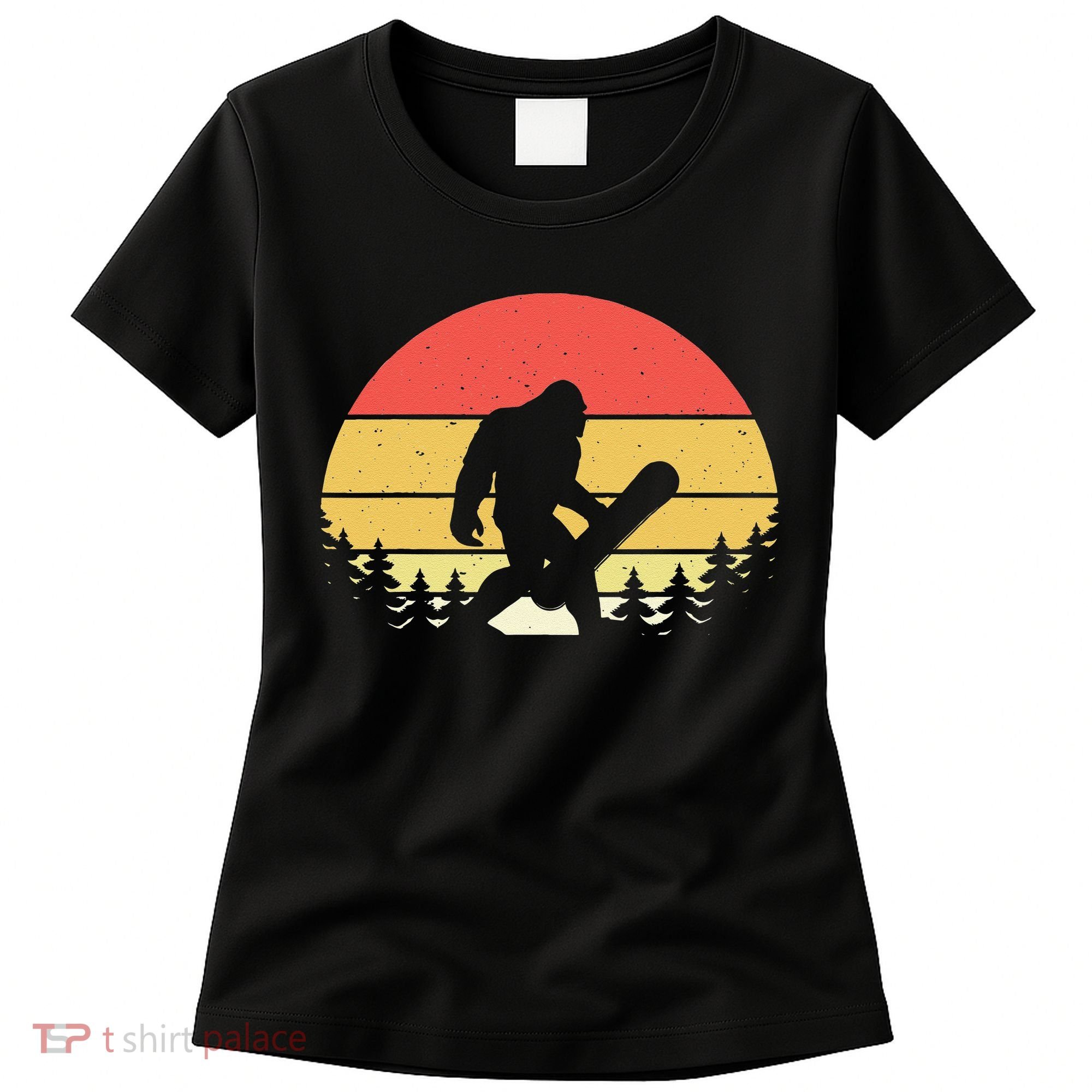 Retro Bigfoot Snowboard Shirt Sasquatch Snowboarding Lovers Women's T-Shirt