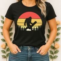 Retro Bigfoot Snowboard Shirt Sasquatch Snowboarding Lovers Women's T-Shirt thumb 2
