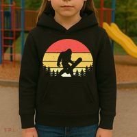 Retro Bigfoot Snowboard Shirt Sasquatch Snowboarding Lovers Kids Hoodie thumb 3