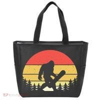 Retro Bigfoot Snowboard Shirt Sasquatch Snowboarding Lovers Tote Bag thumb 0