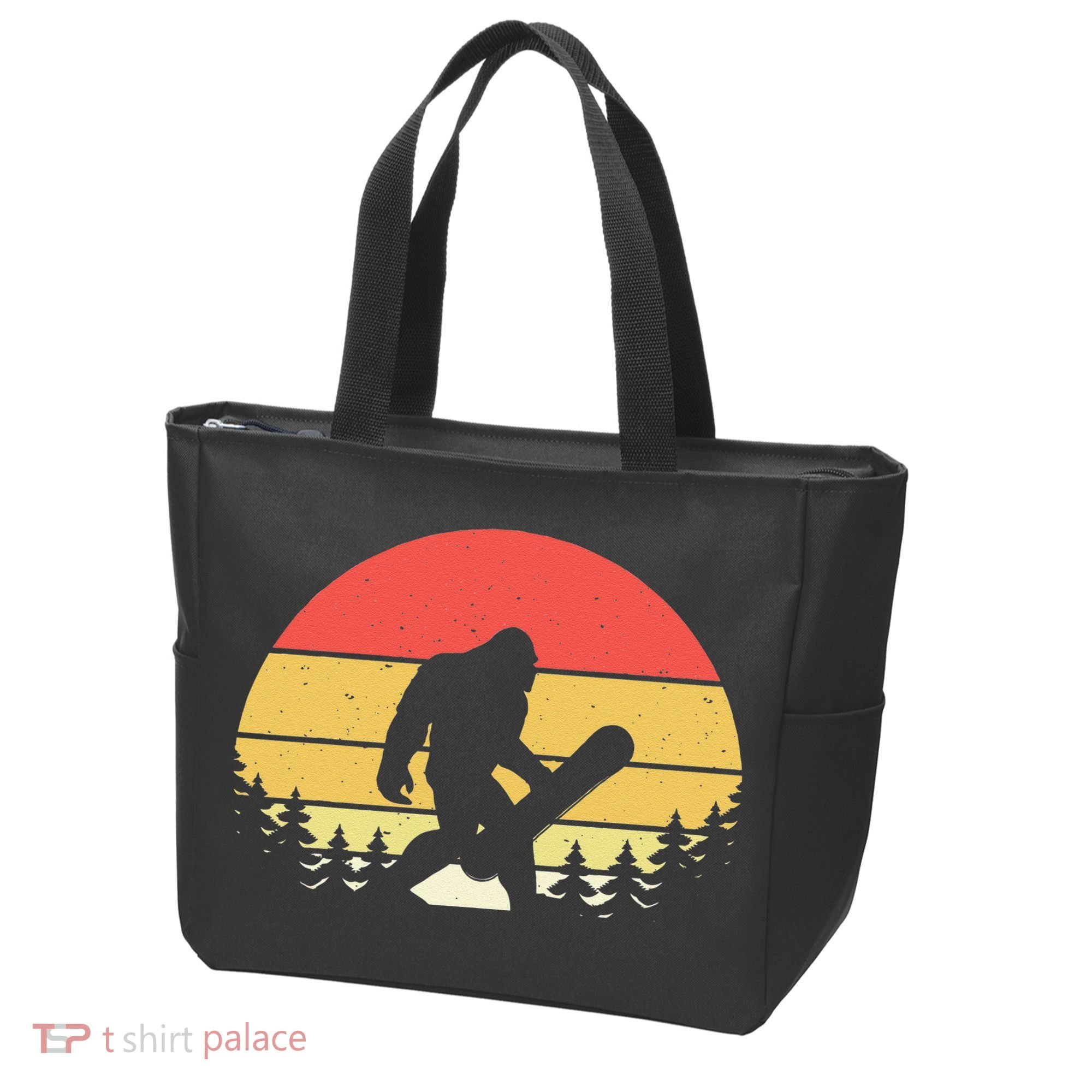 Retro Bigfoot Snowboard Shirt Sasquatch Snowboarding Lovers Tote Bag