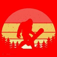 Retro Bigfoot Snowboard Shirt Sasquatch Snowboarding Lovers Santa Hat thumb 1