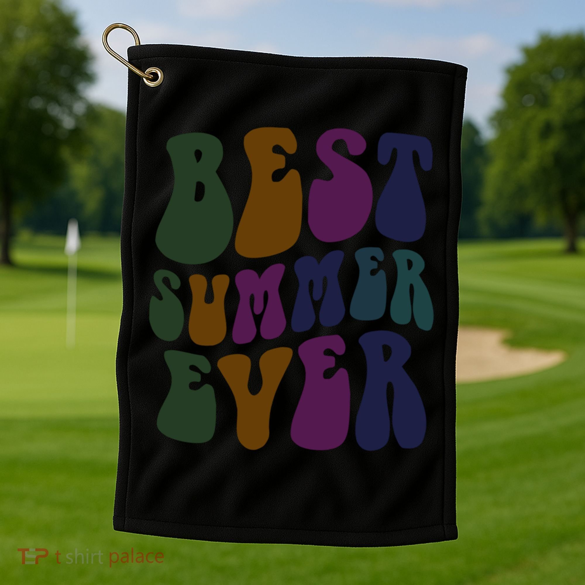 Retro Best Summer Ever Camp Crew Camping Staff Grill Chef Gift Golf Towel
