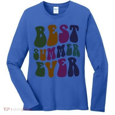 Retro Best Summer Ever Camp Crew Camping Staff Grill Chef Gift Women's Long Sleeve Shirt